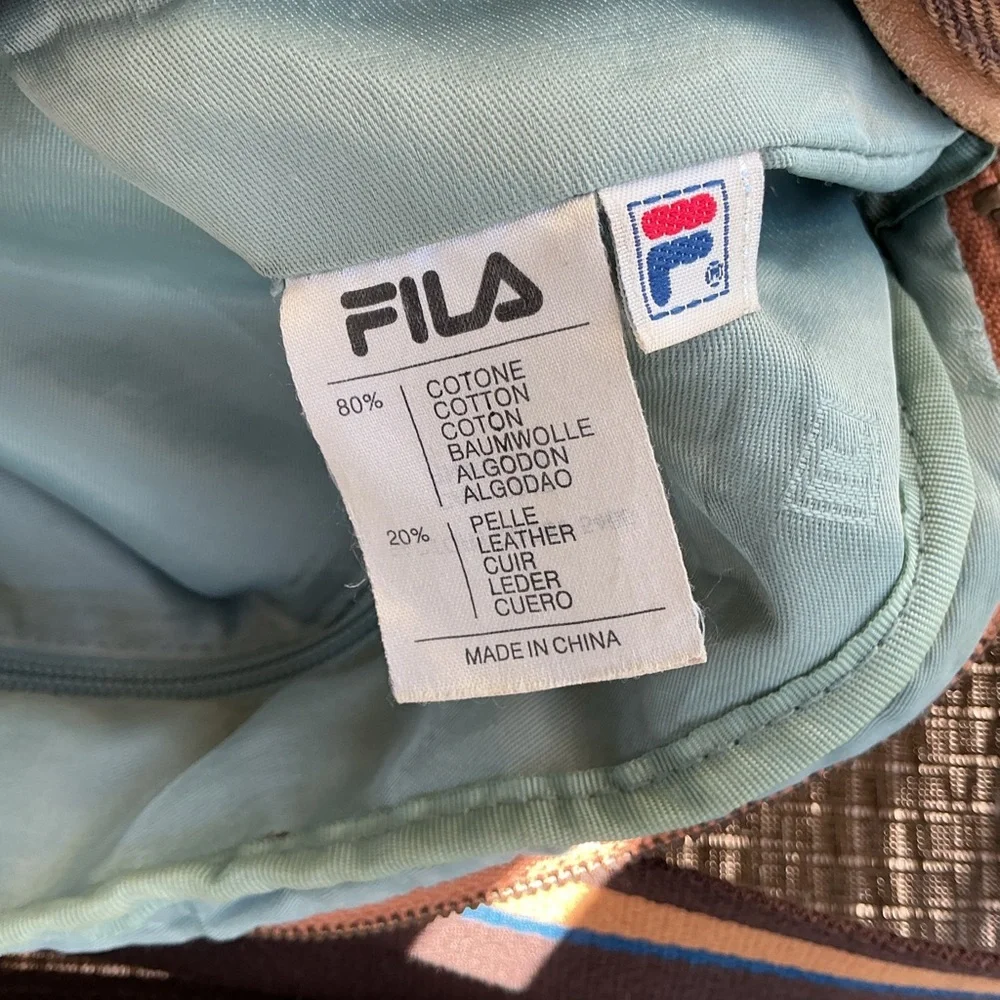 Fila Vintage Brown/Tan Canvas/Leather Bucket Bag